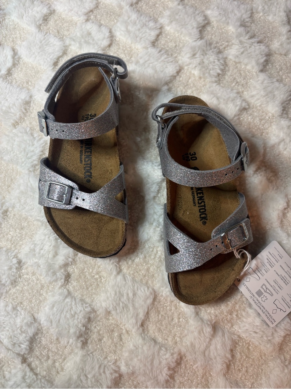 Birkenstock Girls Silver Glitter Rio Sandals size 12